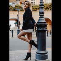 Black Lace & Leather Ankle Heel