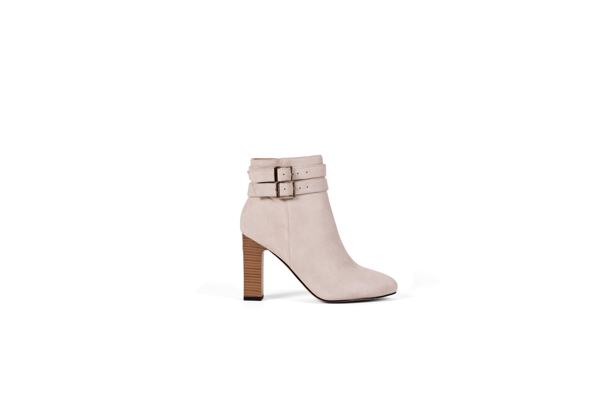 White Suede Leather Ankle Boot