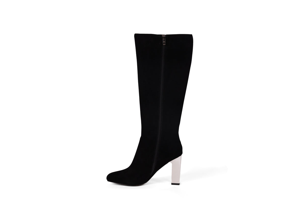 Black Suede Knee High Boot