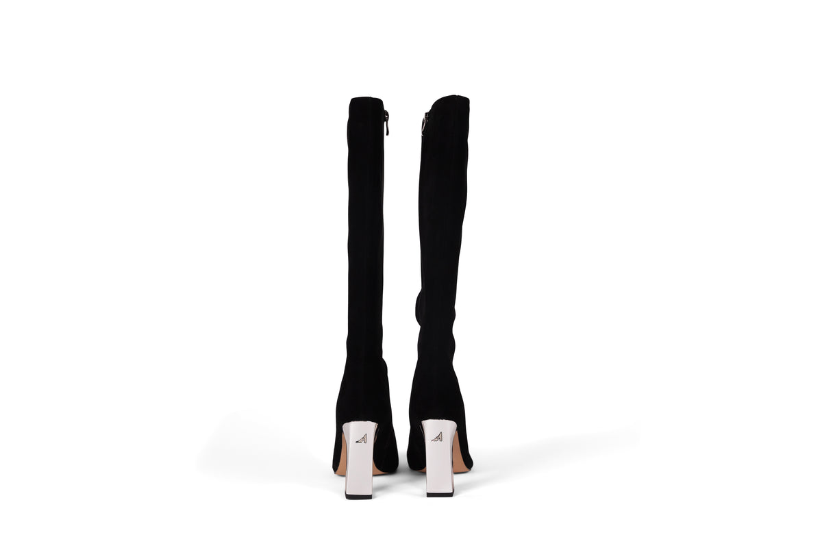 Black Suede Knee High Boot