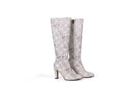 Newspaper Print Knee High Boot