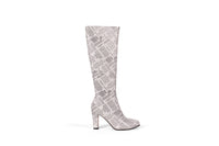 Newspaper Print Knee High Boot