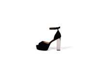 Black Suede Platinum Heel