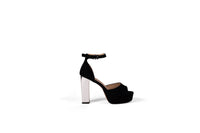 Black Suede Platinum Heel